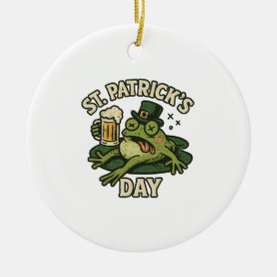 Grappige bewusteloze St. Patrick's Day kikker vint Keramisch Ornament