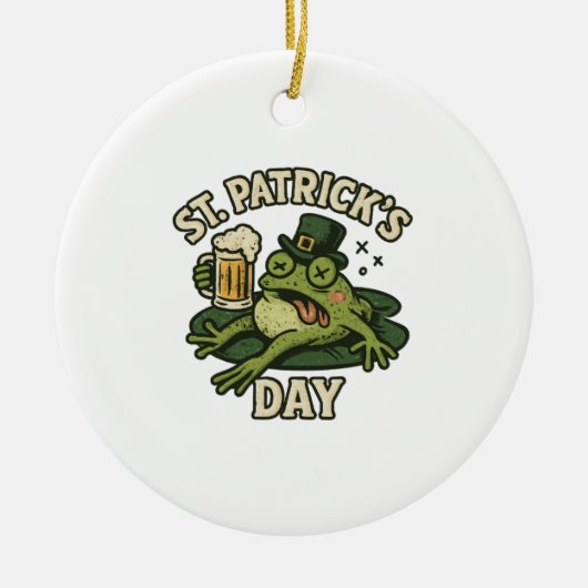 Grappige bewusteloze St. Patrick's Day kikker vint Keramisch Ornament (Voorkant)