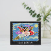 Grappige bezemsteel muizen heks muis Halloween ple Briefkaart (Staand voorkant)