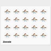 Grappige Bezige Serveerster Overwerkte Server Ronde Sticker (Vel)