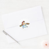 Grappige Bezige Serveerster Overwerkte Server Ronde Sticker (Envelop)