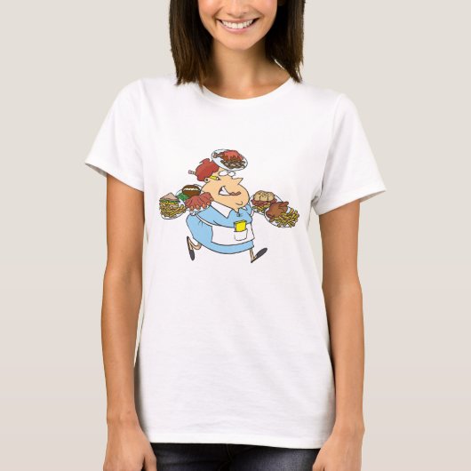 Grappige Bezige Waitress Overwerkte Ober T-shirt (Voorkant)