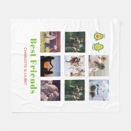Grappige BFF FOTOCOLLAGE Cadeau Persoonlijke AVOCA Fleece Deken (Voorkant (Horizontaal))