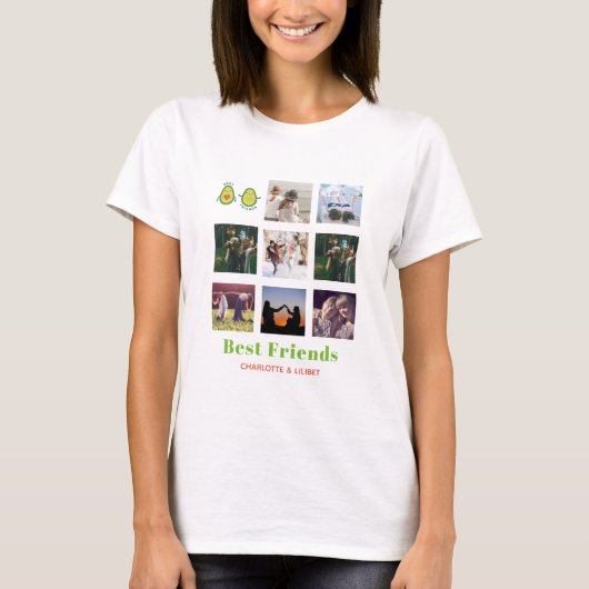 Grappige BFF FOTOCOLLAGE Cadeau Persoonlijke AVOCA T-shirt (Voorkant)