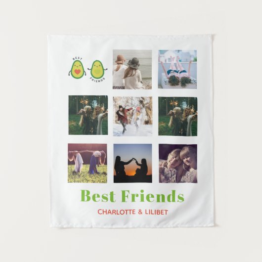 Grappige BFF FOTOCOLLAGE Cadeau Persoonlijke AVOCA Wandkleed (Voorkant)