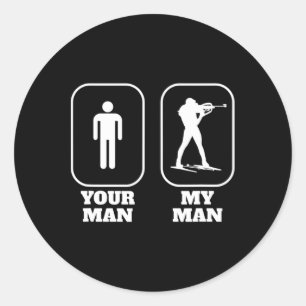 Grappige Biathlon Biatleet Biathlonist Vriendje Gi Ronde Sticker