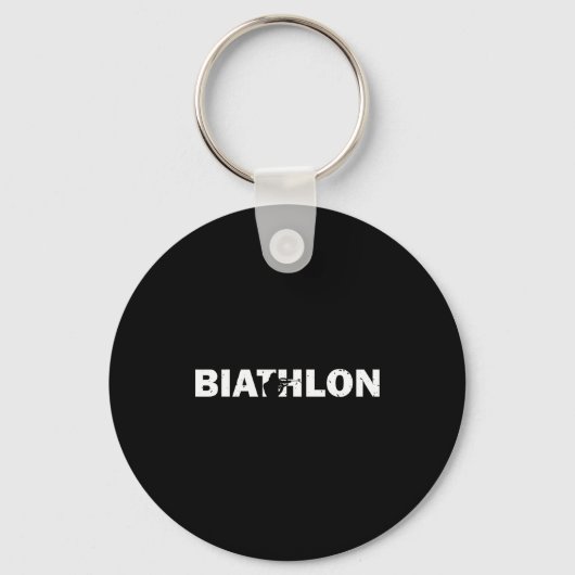 Grappige biatlon biatleet schiet skidoel sleutelhanger (Voorkant)