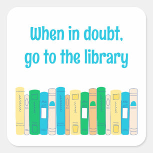 Grappige bibliothecaris boekenwurm bibliotheek vierkante sticker