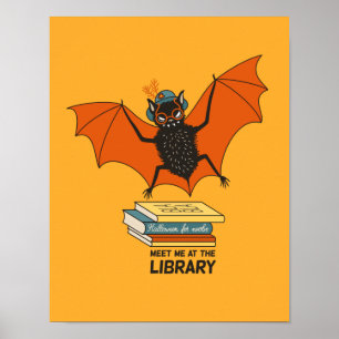 Grappige bibliothecaris leraar vleermuis boek lief poster