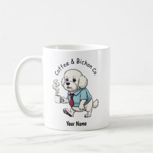 Grappige Bichon Frise hond Zakelijke Kleding Koffi Koffiemok