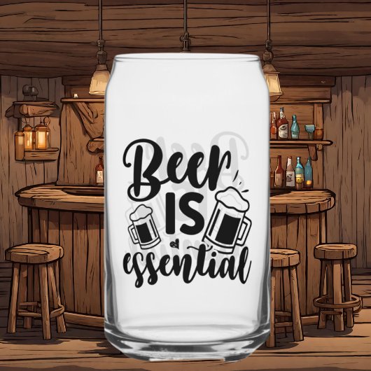 Grappige bier essentiële woordkunst  blikvorm glas