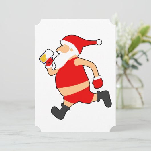 grappige bier kerstman kerst kaart (Staand voorkant)