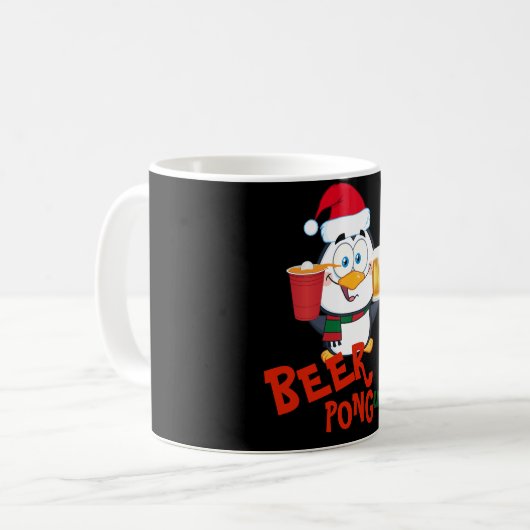 GRAPPIGE BIER PONG Pinguïn Kerstmis Koffiemok (Voorkant links)