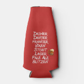 Grappige Bier Rendier Namen Kerstmis Flesjeskoeler (Voorkant)