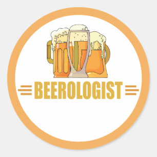 Grappige Bier Server Bieroloog Bar Pub Saloon Ronde Sticker