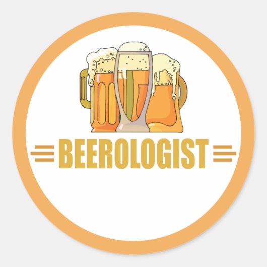 Grappige Bier Server Bieroloog Bar Pub Saloon Ronde Sticker (Voorkant)