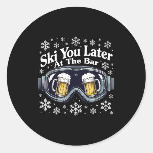 Grappige bier ski bril ski je later op de bar ronde sticker