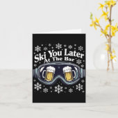 Grappige bier skibril ski je later in de bar kaart (Gele Bloem)