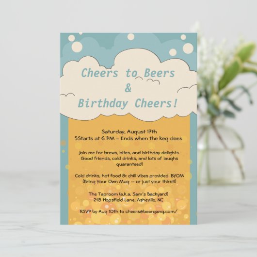 Grappige Bier Verjaardag Uitnodiging - Brouwen Bas (Staand voorkant)