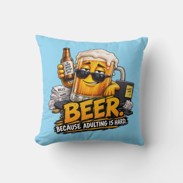 Grappige Bier Worp Kussen  (Voorkant)