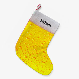 Grappige bierdrinker is gepersonaliseerd kleine kerstsok