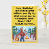 Grappige biergrap Houthakkers Lager Gefeliciteerd Kaart (Gele Bloem)