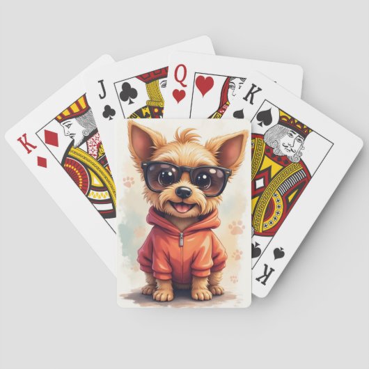 Grappige Biewer Terrier Kawaii Hond Pokerkaarten (Achterkant)