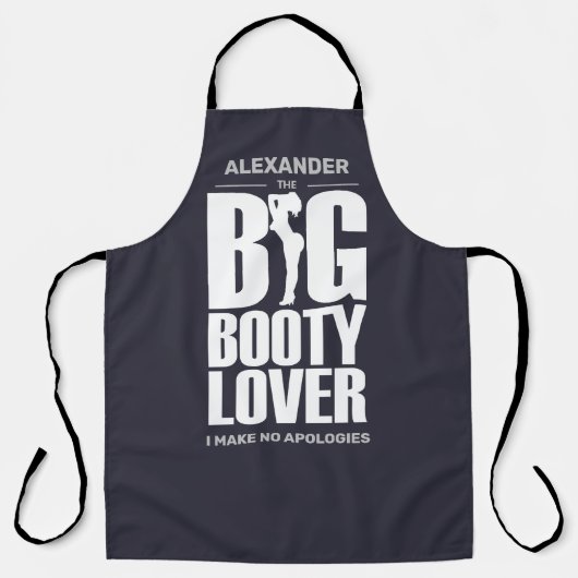 GRAPPIGE Big Booty Lover op ZWART Schort (Voorkant)