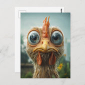 Grappige Big-Eyed Chicken Close-Up Briefkaart (Voorkant / Achterkant)