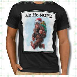 Grappige Big Foot Sasquatch Ho Nope Kerstmis T-shirt