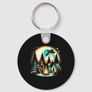 Grappige Bigfoot & Alien Ufo Camping Buitenluchtsa Sleutelhanger