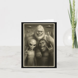 Grappige Bigfoot, Alien, & Yeti Sasquatch Rock On Kaart