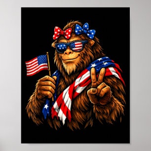 Grappige bigfoot amerikaanse vlag patriottische sa poster