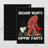Grappige Bigfoot Breakin Hearts Rippin Farts Briefkaart (Voorkant / Achterkant)