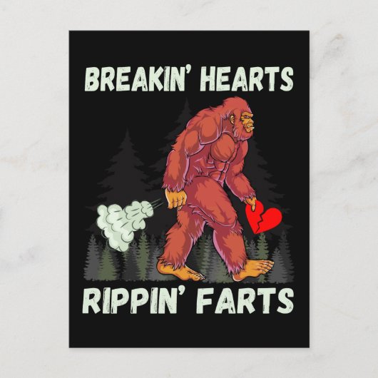 Grappige Bigfoot Breakin Hearts Rippin Farts Briefkaart (Voorkant)