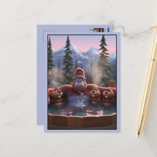 Grappige Bigfoot Briefkaart (Voorkant / Achterkant in situ)