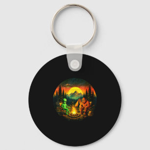 Grappige bigfoot buitenaardse camping retro ufo ka sleutelhanger