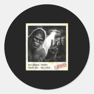 Grappige bigfoot buitenaardse ufo vintage bewijs f ronde sticker