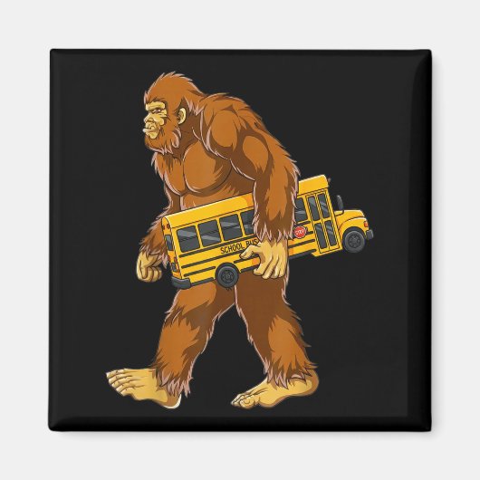Grappige Bigfoot Buschauffeur Sasquatch Schoolbus Magneet (Voorkant)