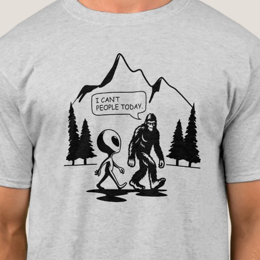 Grappige Bigfoot en Alien Anti Social Introvert Ma T-shirt