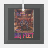 Grappige Bigfoot Feet Meme Glas Ornament (Voorkant)