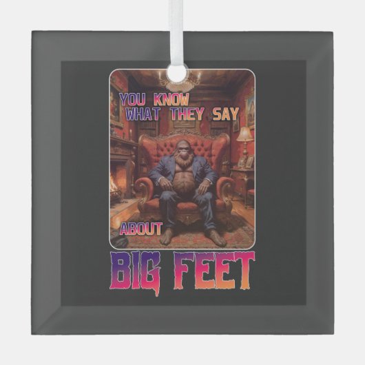 Grappige Bigfoot Feet Meme Glas Ornament (Voorkant)