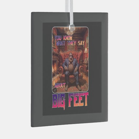 Grappige Bigfoot Feet Meme Glas Ornament (Voorkant Rechts)