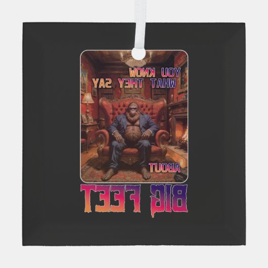 Grappige Bigfoot Feet Meme Glas Ornament (Achterkant)