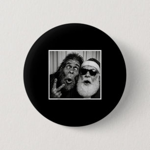 Grappige Bigfoot-fotocabine met Sinterklaas Kerstm Ronde Button 5,7 Cm