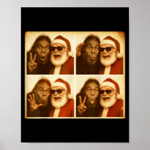 Grappige Bigfoot-fotohokje met Sinterklaas Kerstmi Poster