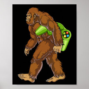 Grappige Bigfoot Gamer Sasquatch Videogames Mannen Poster