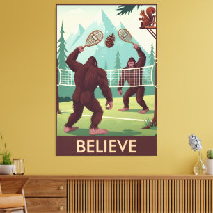 Grappige Bigfoot geloven Canvas Afdruk