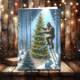 Grappige Bigfoot gepersonaliseerde kerst Feestdagen Kaart