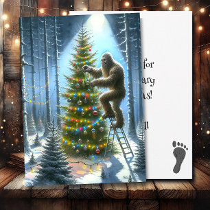 Grappige Bigfoot gepersonaliseerde kerst Feestdagenkaart
